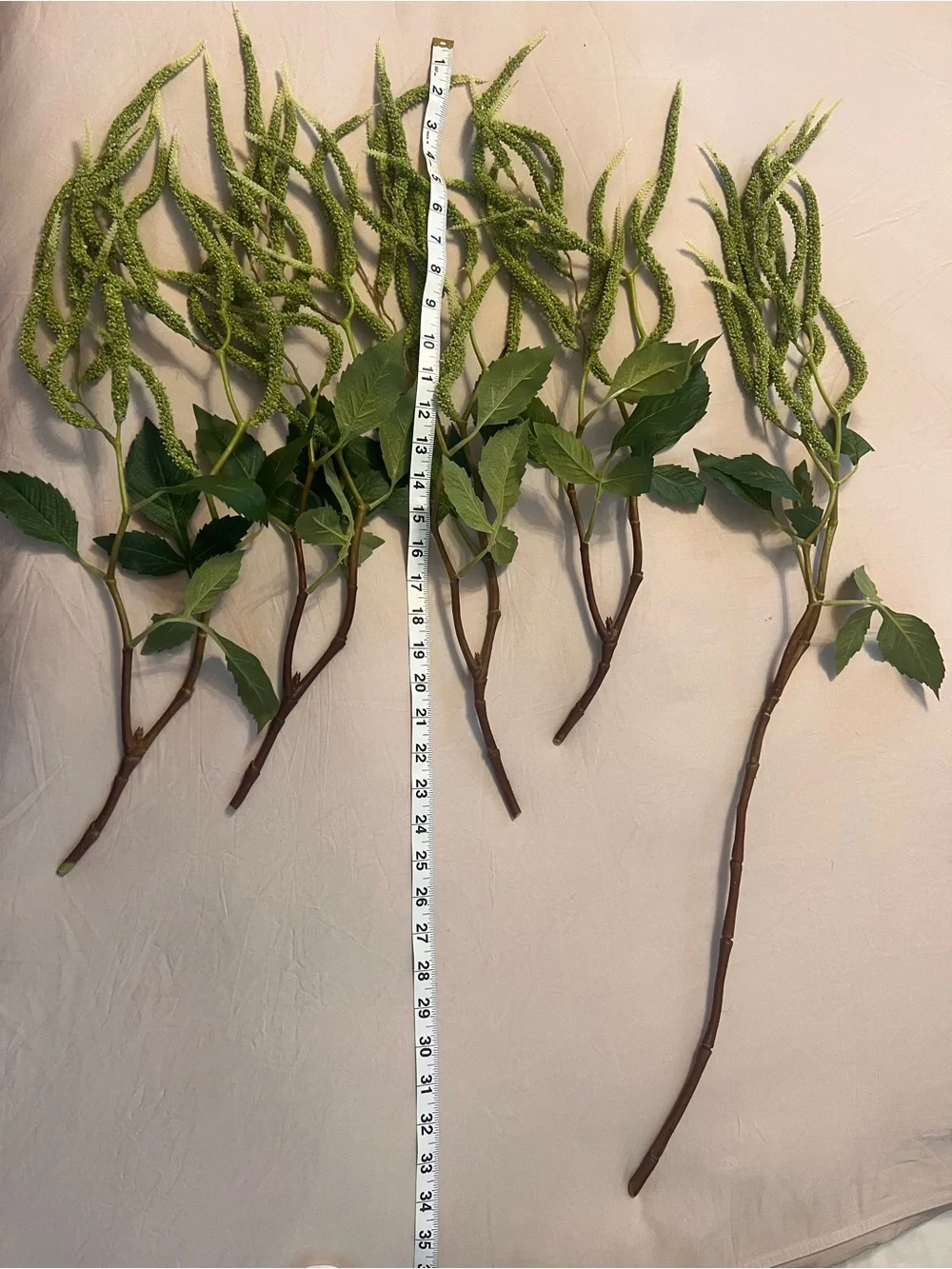 5 Piece Faux Hanging Green Amaranthus Stems Artificial Floral Branches